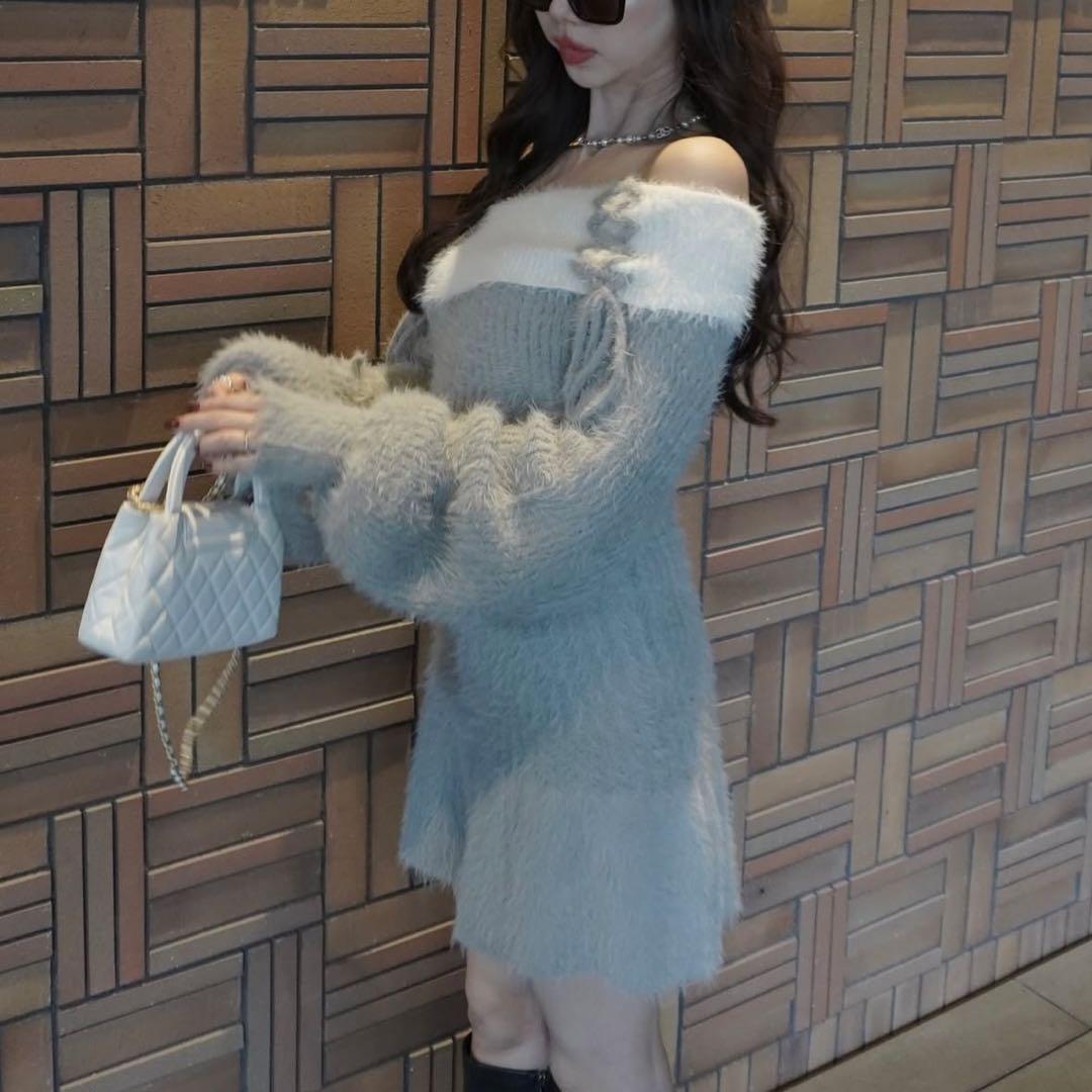 ワンピース amerge featherlaceupoffshoulderonepiece