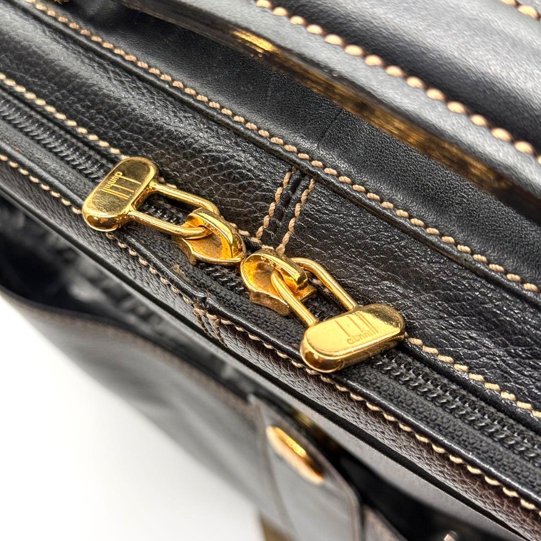dunhill ダンヒル メンズ ロゴ金具 レザー 2way ビジネスバッグ 黒