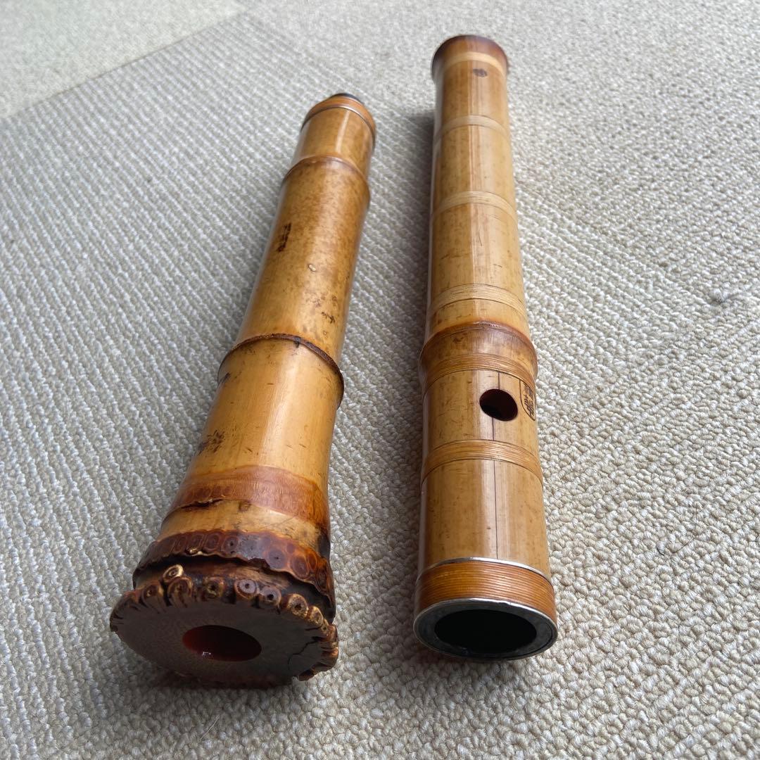 尺八本体　199 一尺八寸管　精華銘四印　唄口金巻き　名管