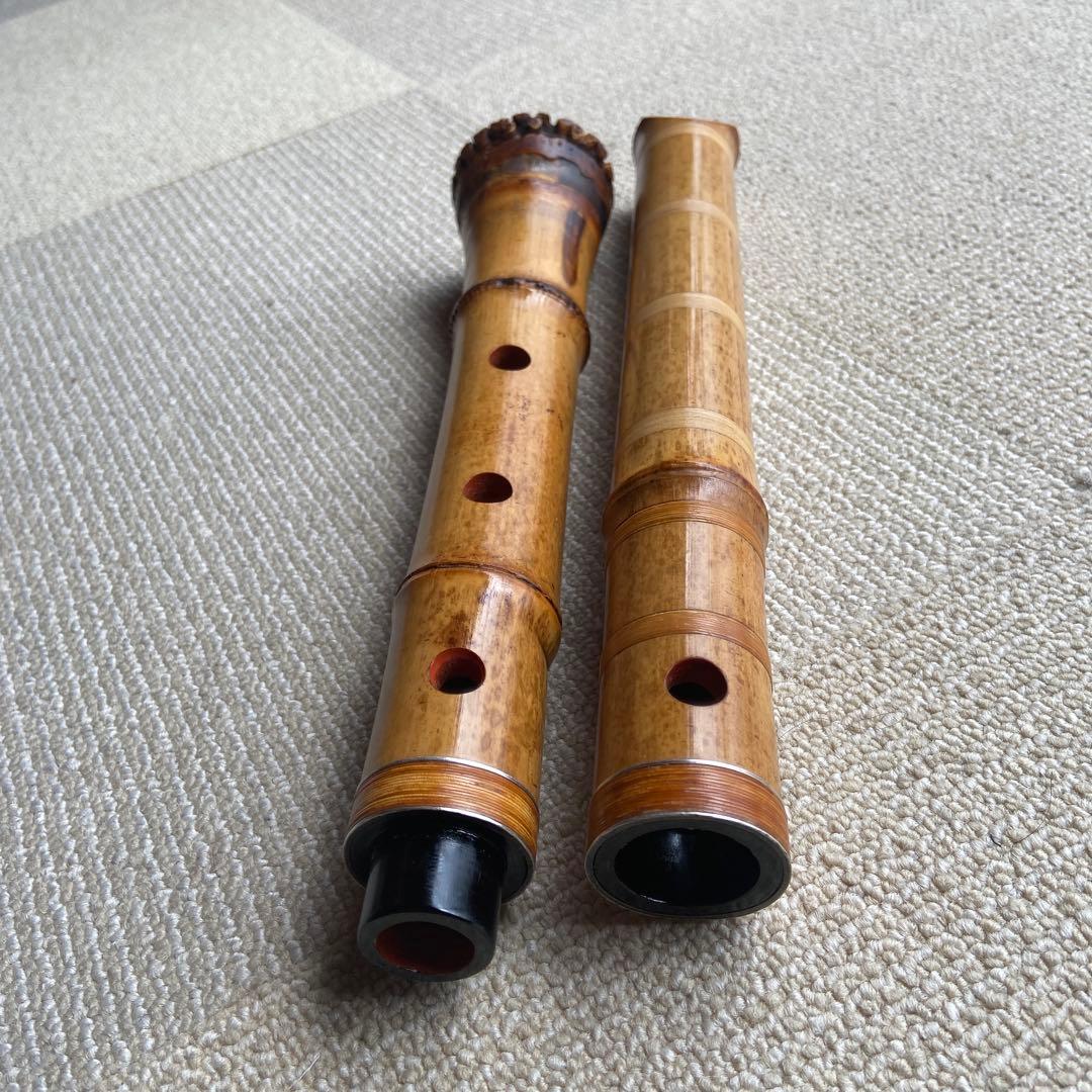 尺八本体　199 一尺八寸管　精華銘四印　唄口金巻き　名管