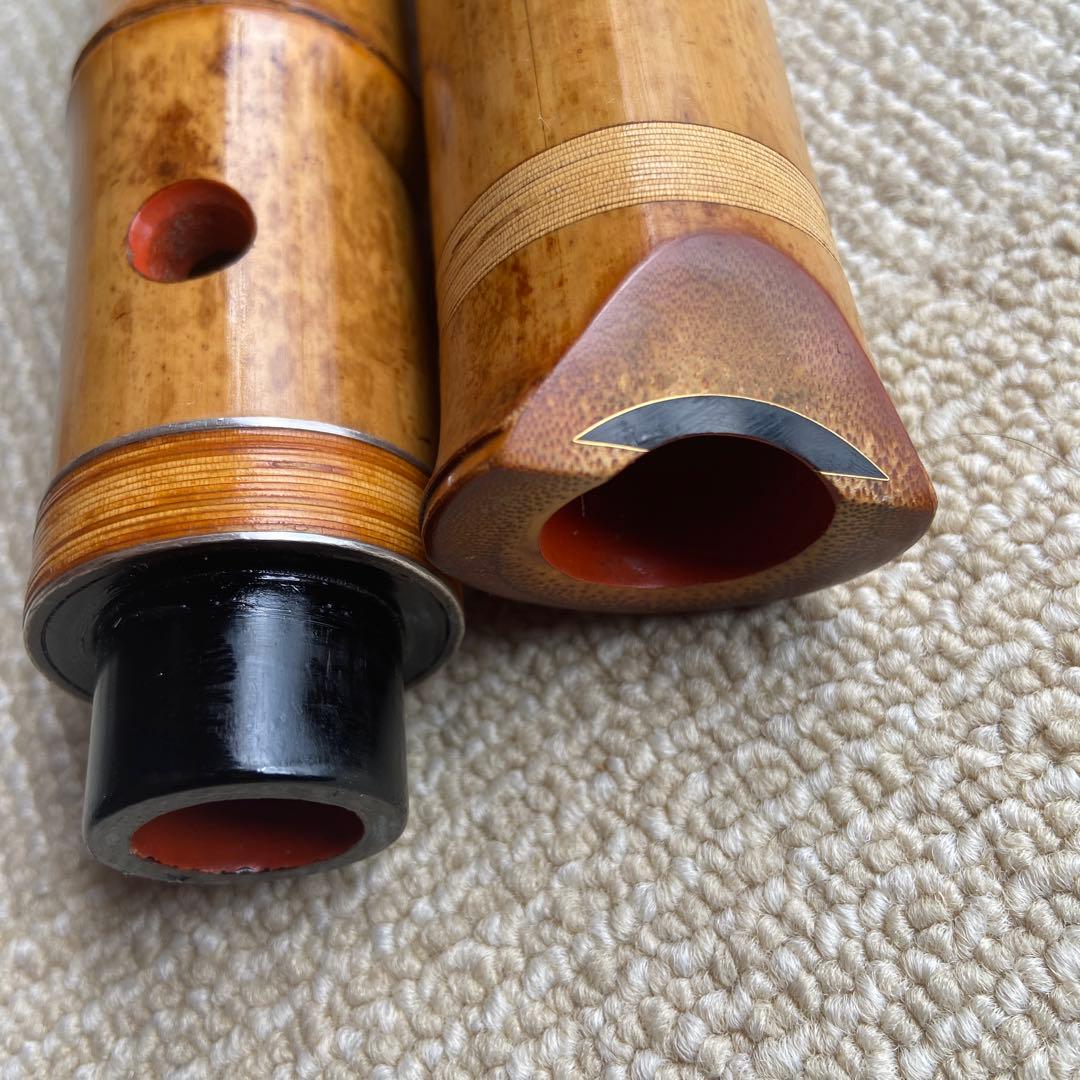 尺八本体　199 一尺八寸管　精華銘四印　唄口金巻き　名管