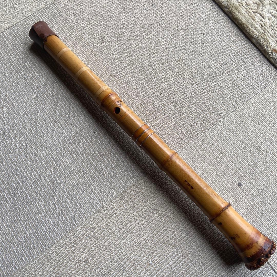 尺八本体　199 一尺八寸管　精華銘四印　唄口金巻き　名管