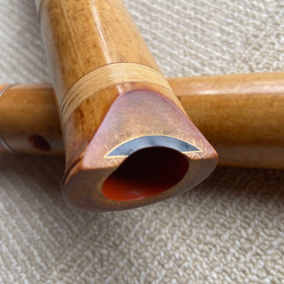 尺八本体　199 一尺八寸管　精華銘四印　唄口金巻き　名管