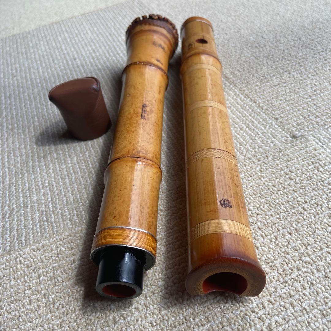尺八本体　199 一尺八寸管　精華銘四印　唄口金巻き　名管