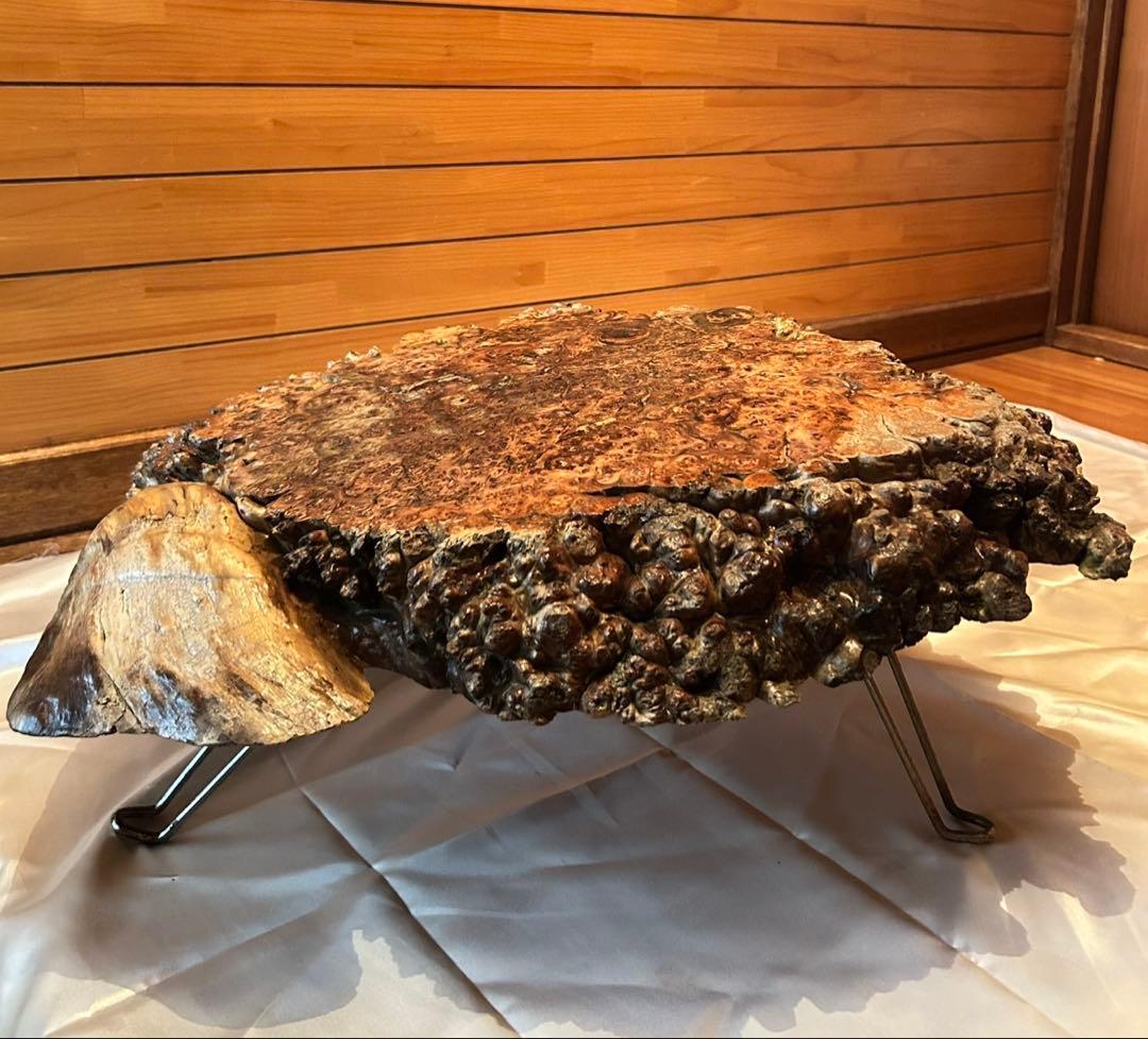 天然木 瘤杢 一枚板 花台／盆栽台／オブジェ台 約10kg ケヤキ系 根瘤材