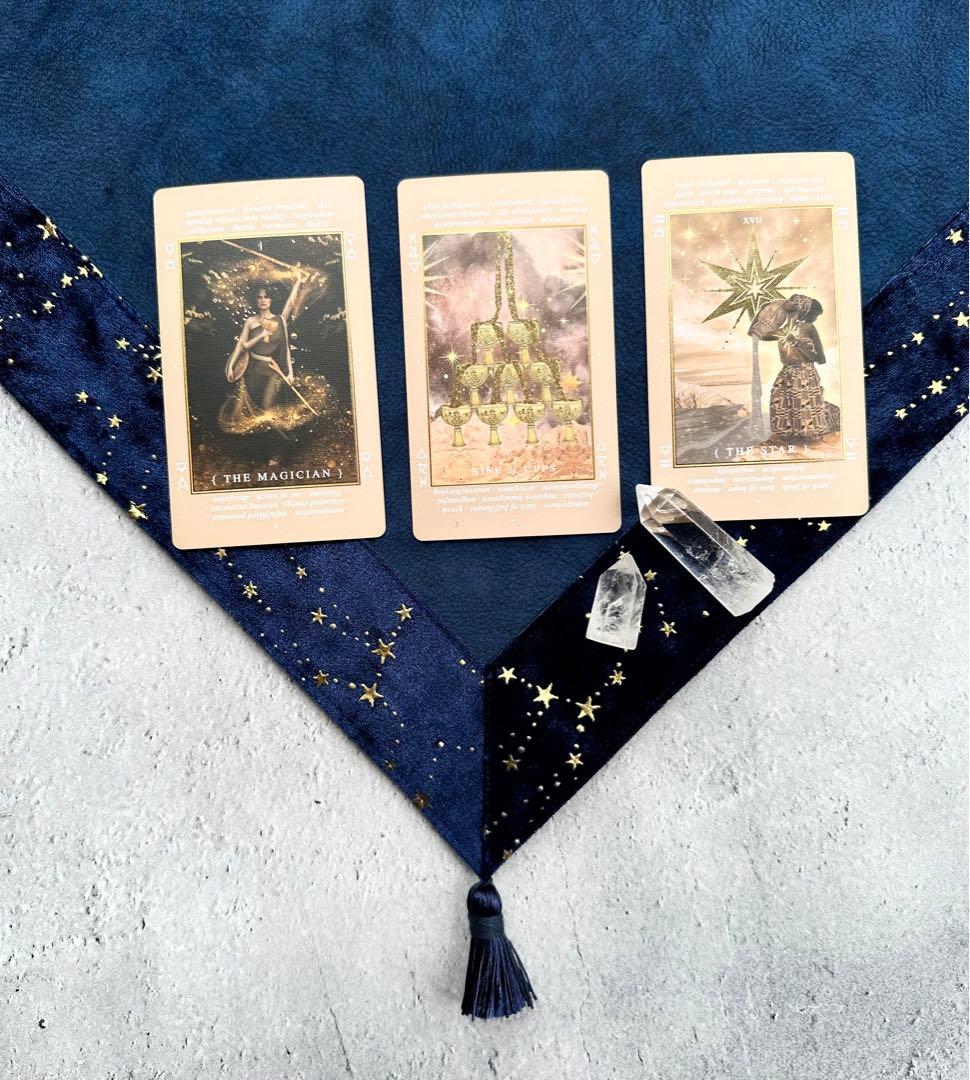 アストロジーベルベット　ハンドメイドタロットクロス　ネイビー