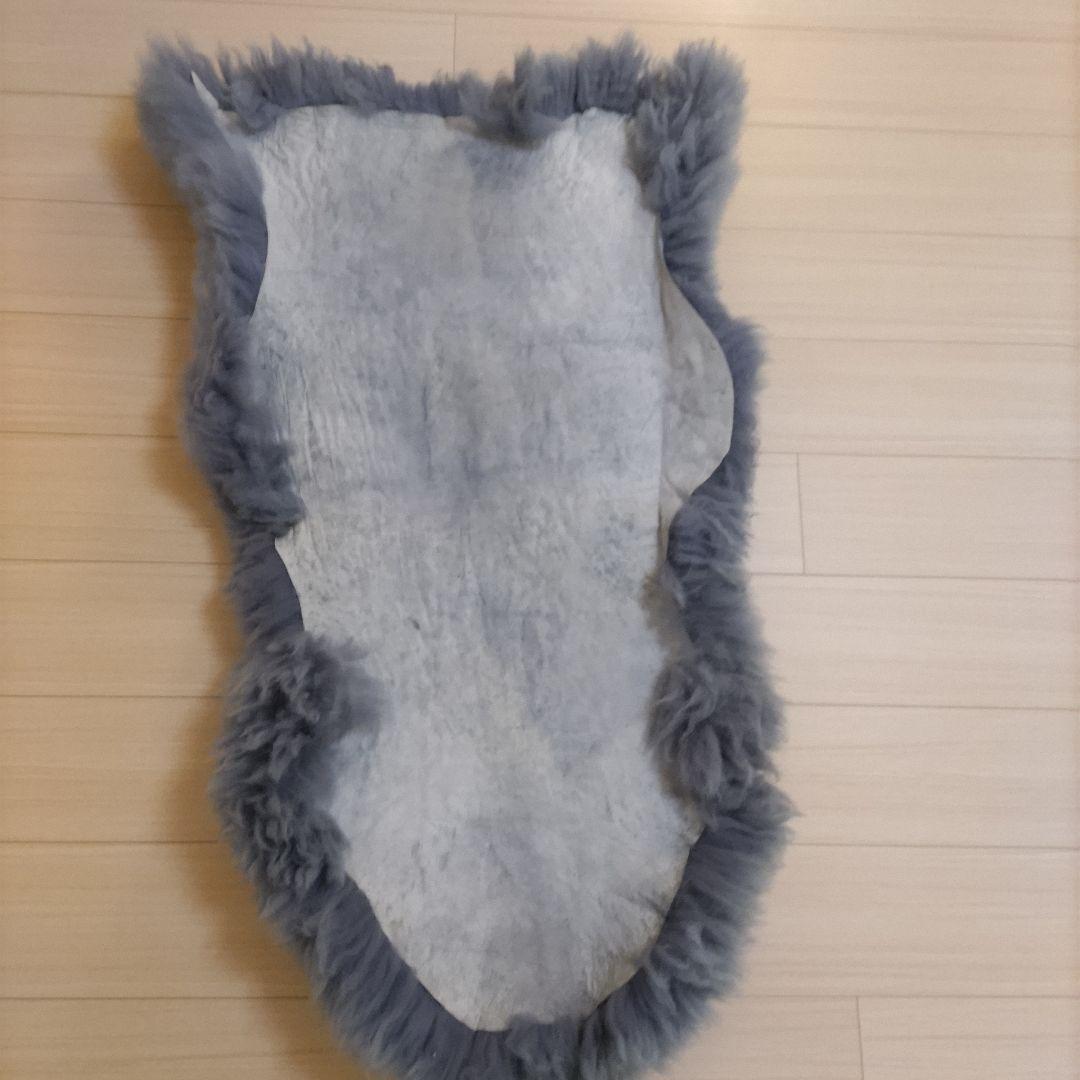 ウォッシャブル　ムートンラグ　本物　グレー　ブルーグレー　羊革　オーストリア産