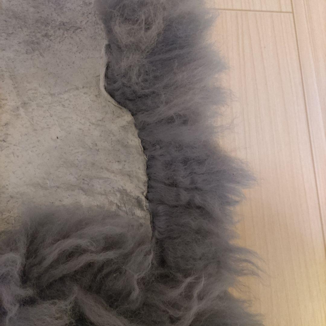 ウォッシャブル　ムートンラグ　本物　グレー　ブルーグレー　羊革　オーストリア産