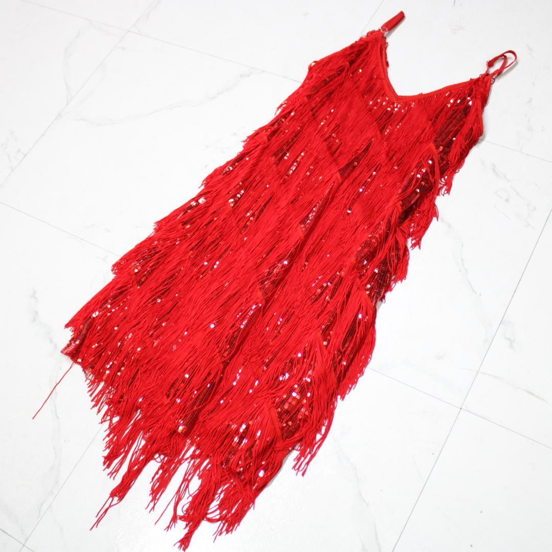 【美品 社交ダンス衣装】レッド xinpanrong ラテン ワンピース ドレス