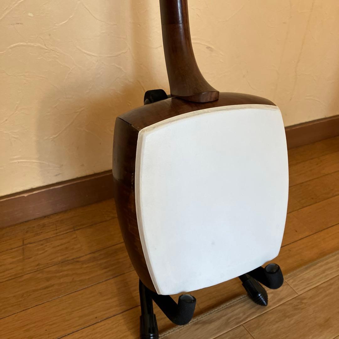 長唄・小唄三味線 銀細 綾杉洞 桑棹 かんべり修理済み 革両面