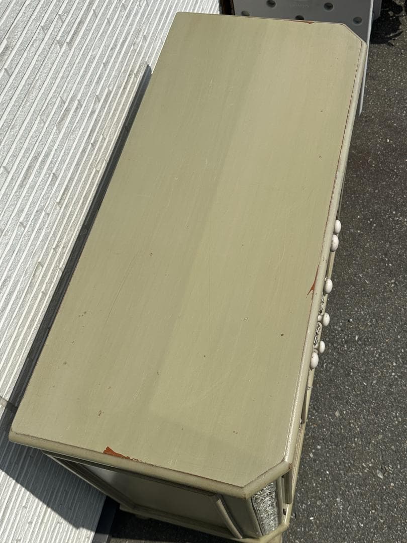 ビンテージ ロココ調 アンティーク風 木製 デザインキャビネット 棚 グリーン