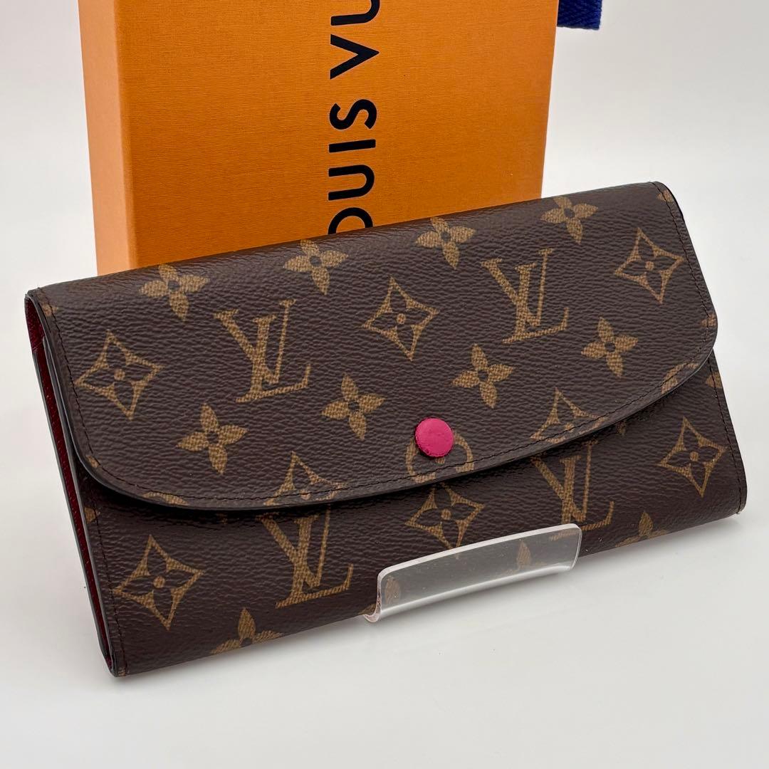 【美品】ルイヴィトン モノグラム ポルトフォイユ エミリー フューシャ長財布