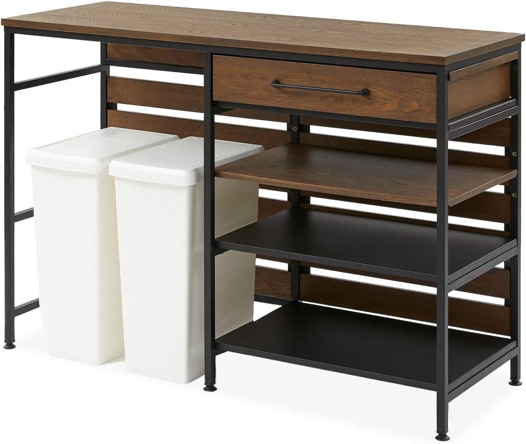 ロウヤ キッチンカウンター キッチンラック インダストリアル ゴミ箱収納