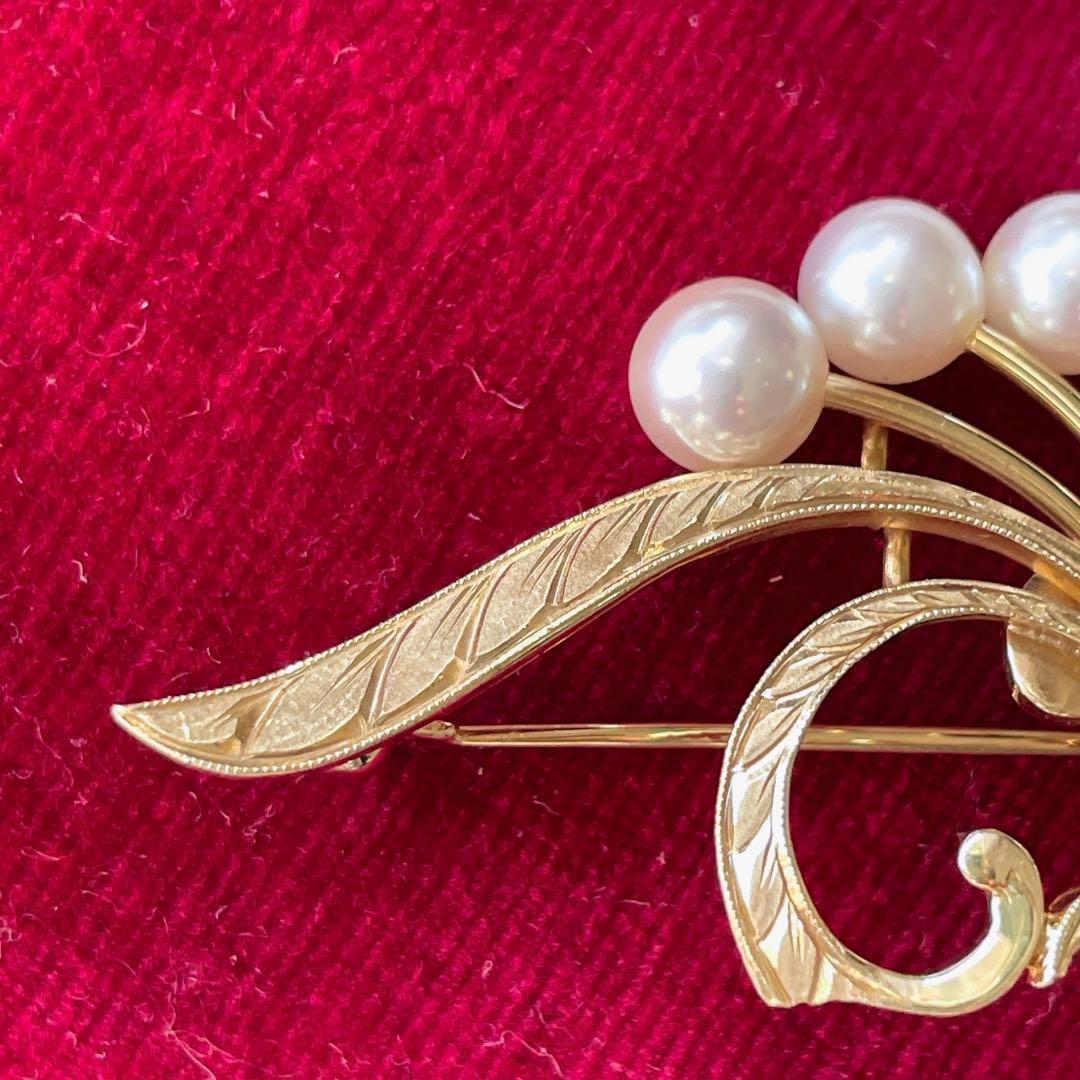 極美品 ミキモトMIKIMOTO パール ブローチ ゴールド K14 人気