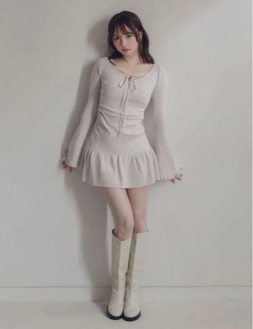 andmary アンドマリー Fleur knit mini dress