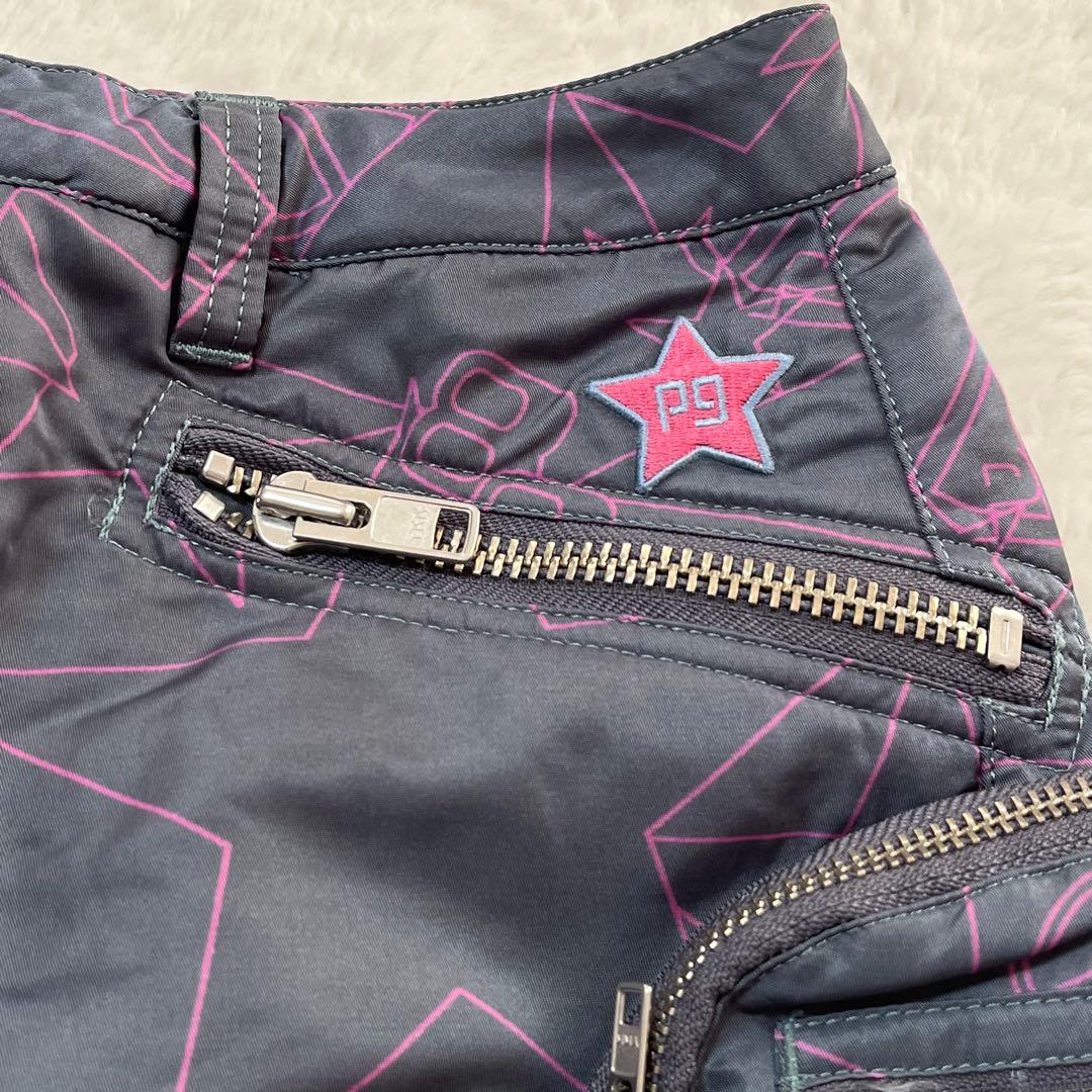 パーリーゲイツ ゴルフ ポーチ付き中綿スカート ロゴワッペン 星柄