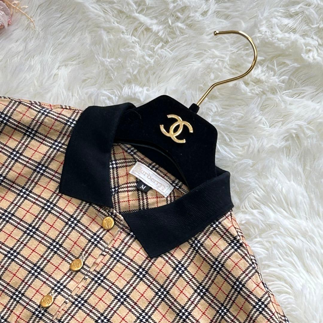 バーバリーズ ポロシャツ ノバチェック ホース刺繍 ヴィンテージ ベージュ M