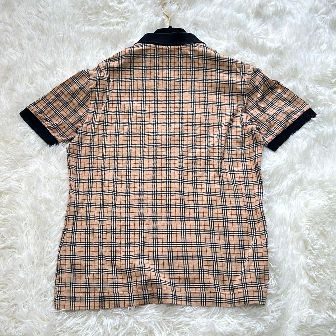 バーバリーズ ポロシャツ ノバチェック ホース刺繍 ヴィンテージ ベージュ M