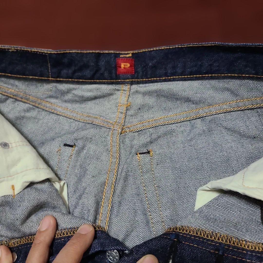 濃紺美品毛羽立ちリゾルト710w31紙パッチボタンフライチェーンステッチ