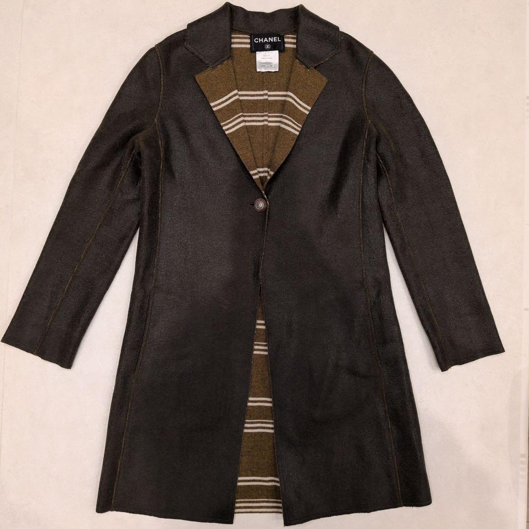 最終価格 極美品 CHANEL シャネル ロングコート 38 ブラウン カシミア
