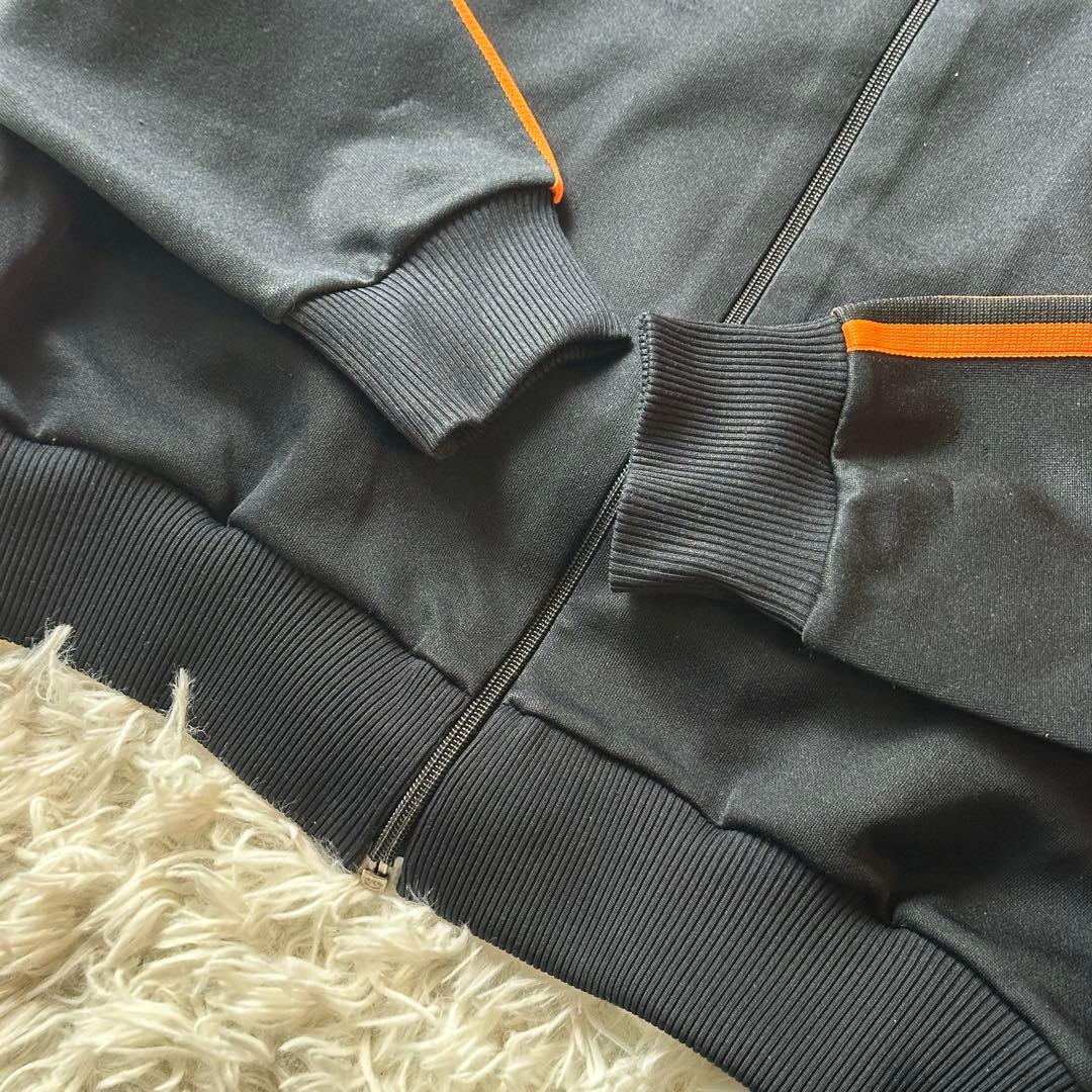 70s adidas トラックジャケット ブラック オレンジ 刺繍4号 M相当