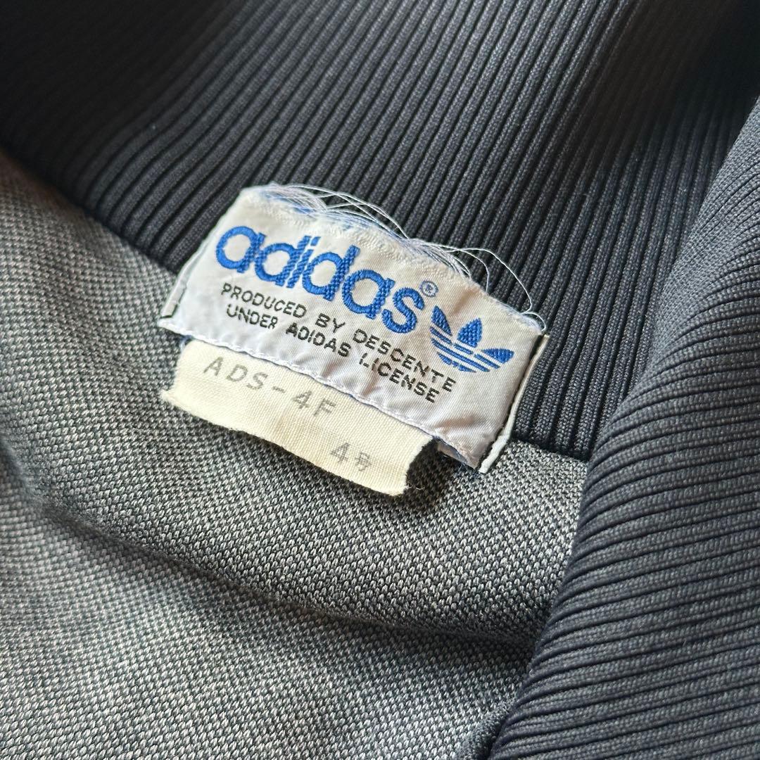 70s adidas トラックジャケット ブラック オレンジ 刺繍4号 M相当