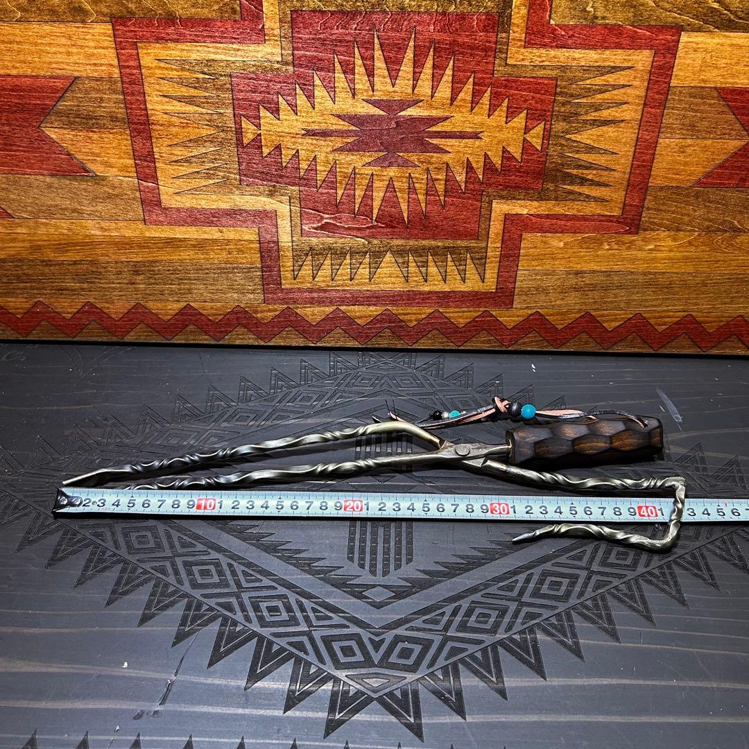 No.10 ツイスト薪ハサミ　ステンレス薪ハサミ　火ハサミ　フルカスタム