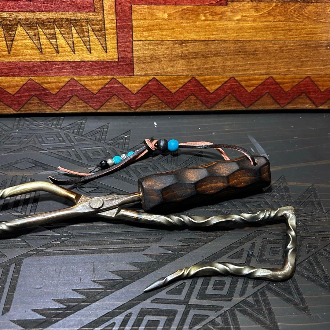 No.10 ツイスト薪ハサミ　ステンレス薪ハサミ　火ハサミ　フルカスタム