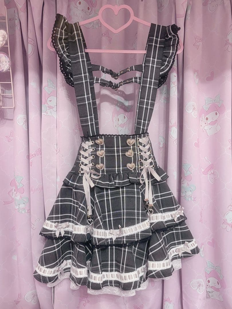 リズリサ はしごリボンチェックティアードスカート 地雷系 量産型