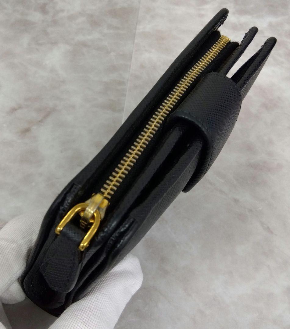 APV18 プラダ サフィアーノメタル L字ファスナー財布 ゴールド金具