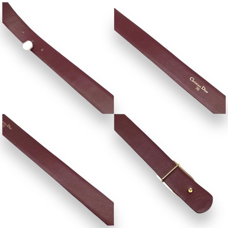 【美品】クリスチャンディオール トロッター ベルト ゴールド レッド Dior