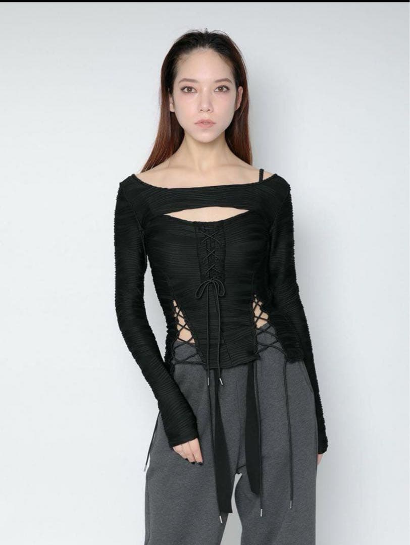 MELT THE LADY lace up layered corset 黒 MELT THE LADY lace up