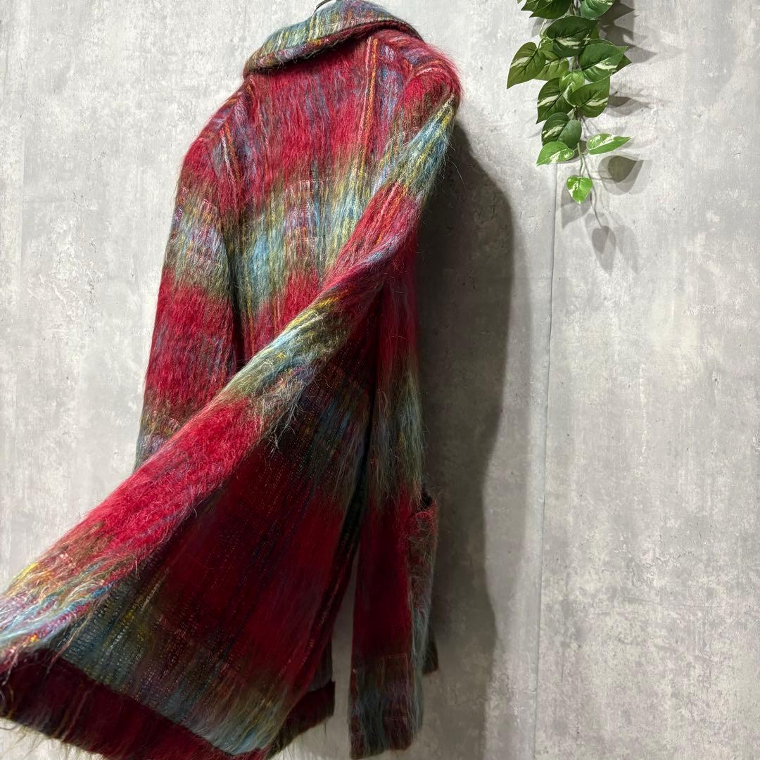 希少　レア　イギリス製　ポンチョ　シャギー　モヘヤ　ケープ　コート　海外古着