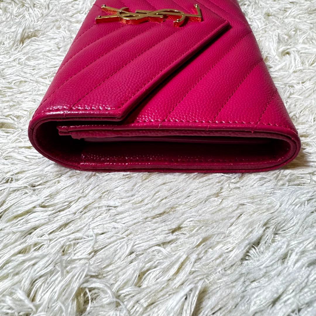 大人気✨サンローラン　長財布　ラージフラップウォレット　カサンドラ　ピンク