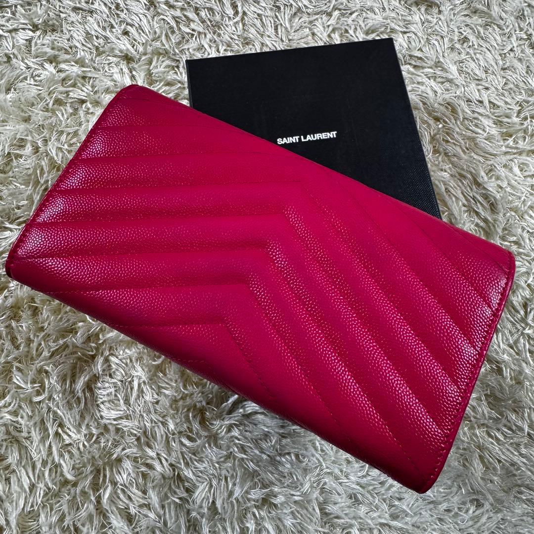 大人気✨サンローラン　長財布　ラージフラップウォレット　カサンドラ　ピンク