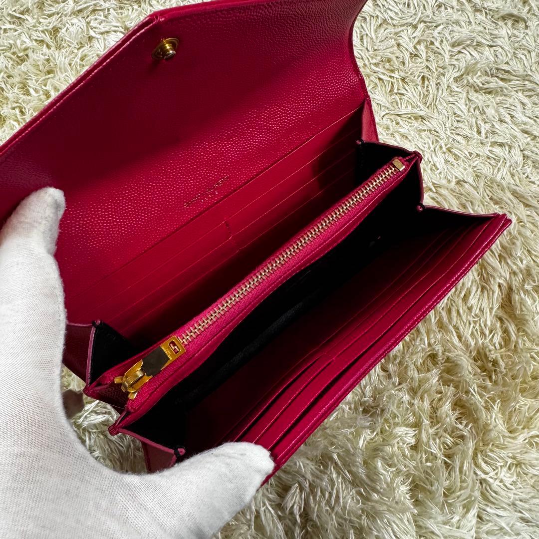 大人気✨サンローラン　長財布　ラージフラップウォレット　カサンドラ　ピンク