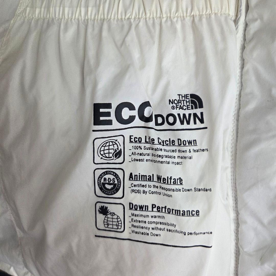 ザノースフェイス　ダウンジャケット　S　ホワイト　ブラック　刺繍ロゴ