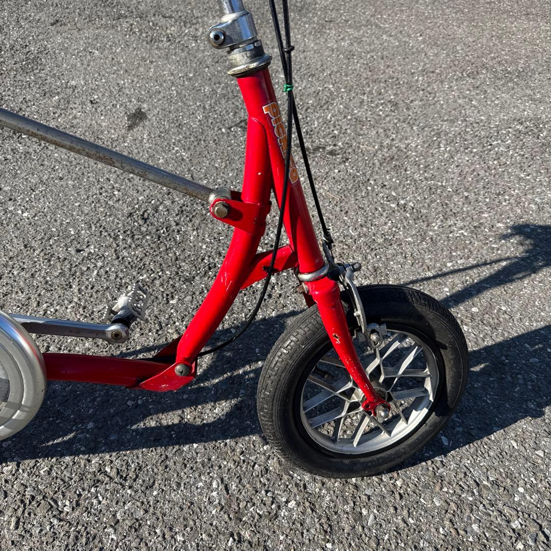 ブリヂストン、折りたたみ自転車 赤 スチールフレーム￼、ワンタッチピクニカ、