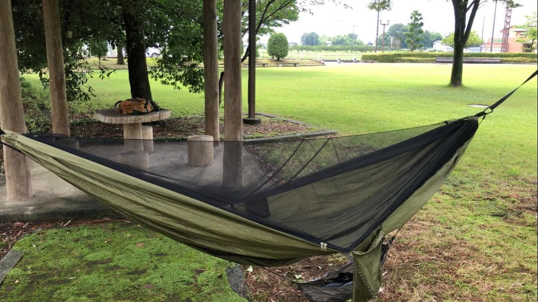 パラシュート 通気 快適 軽量 4点セット ハンモック 蚊帳付き 虫対策