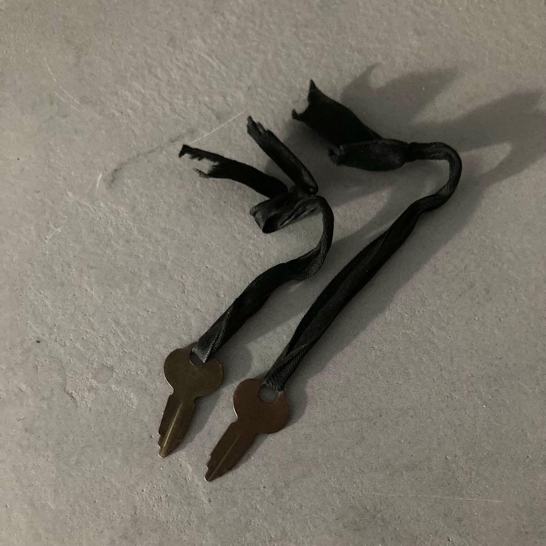 ヴィンテージ 鍵付き トランクケース トランクバッグ ブラック古道具⑤