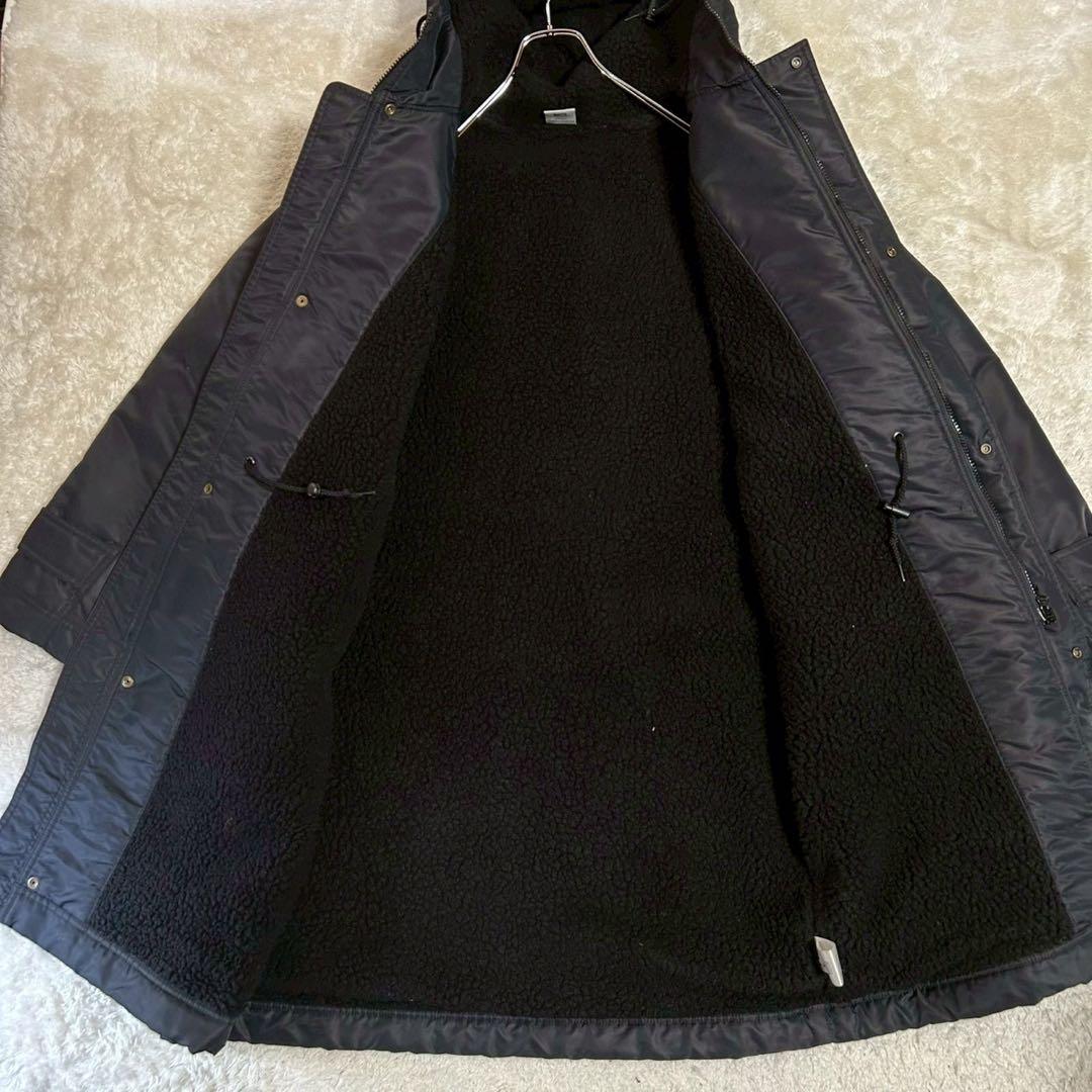 【希少】NIKE ナイキ スウッシュ刺繍 ベンチコート ロングコート ブラックL