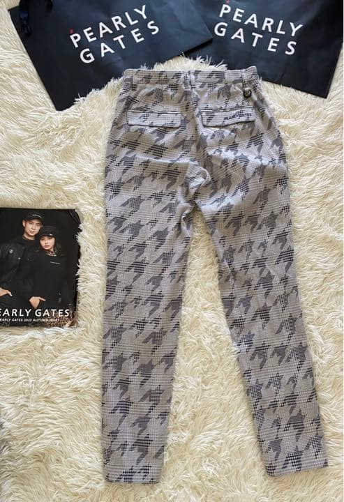 人気パーリーゲイツグレンチェック千鳥ジャガード起毛仕上げストレッチパンツサイズ1