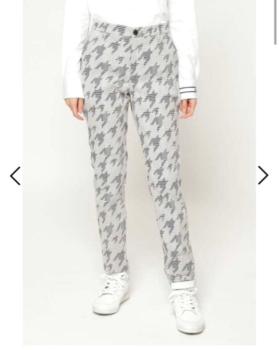 人気パーリーゲイツグレンチェック千鳥ジャガード起毛仕上げストレッチパンツサイズ1