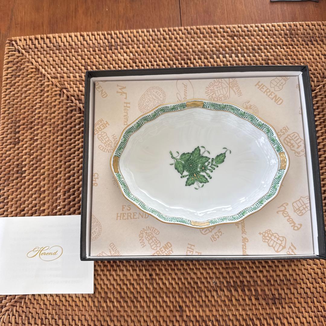 新品・未使用】Herendヘレンド アポニー・グリーン スイートディッシュ