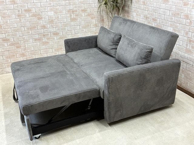 ソファーベッド　ソファ　２人掛け　ブラウン　グレー　コーデュロイ　新品