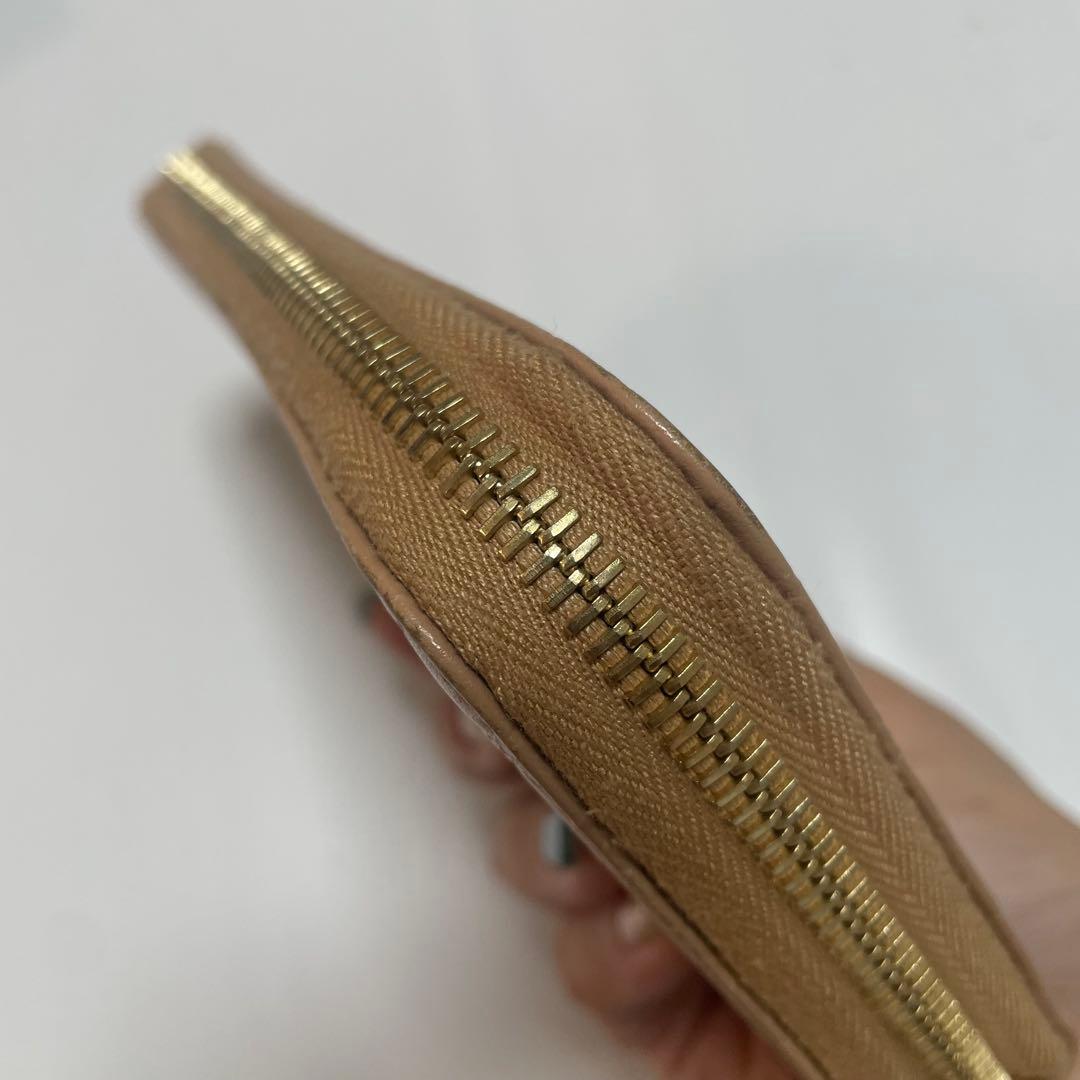 グッチ 長財布 ラウンドジップファスナー ピンクベージュ 型押し