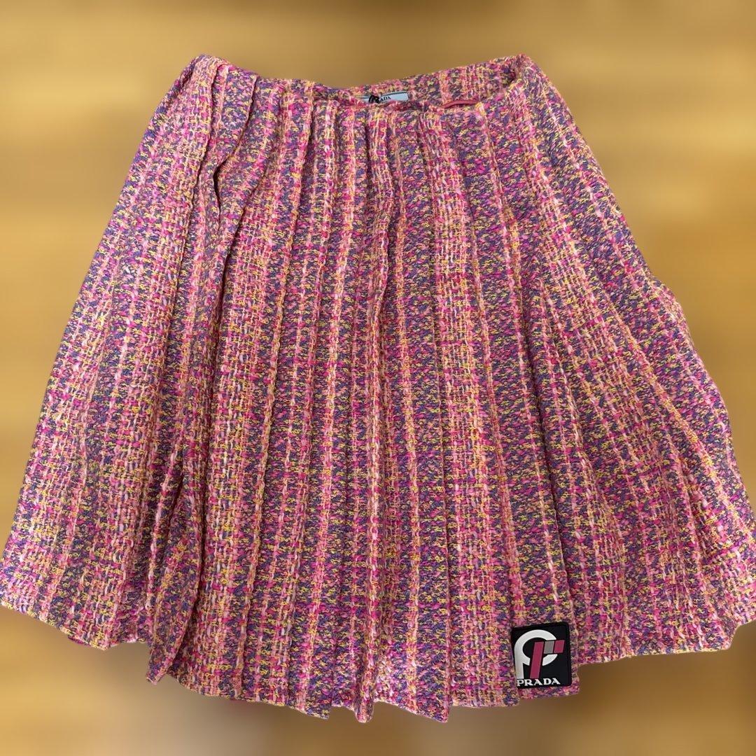 【新品未使用】PRADA ツイードプリーツスカート