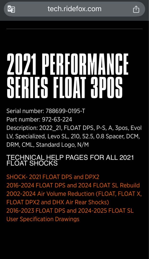 パーツ FOX FLOAT DPS Levo SL comp carbon 2022