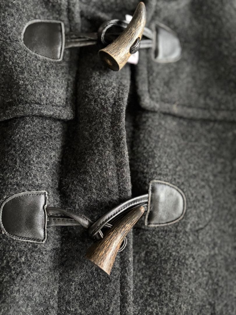 バーバリー　チャコールグレー カシミヤ混ダッフルコートM クリーニング済み