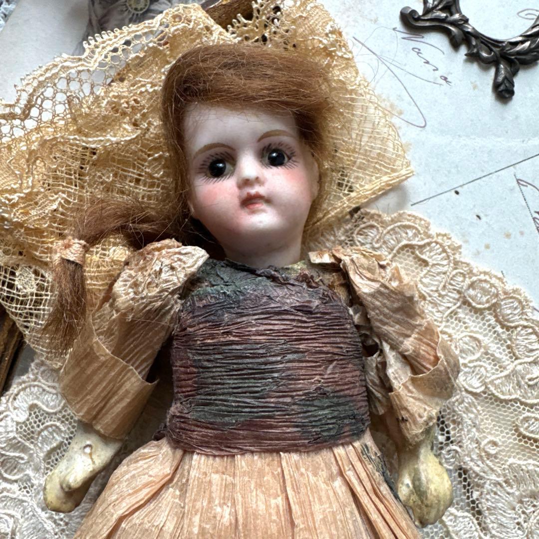 アンティークミニョネット　ビスクヘッドドール　フレンチミニョネット